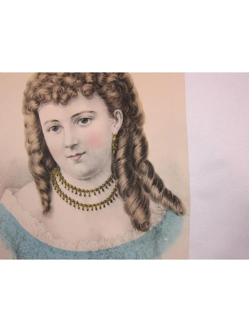Antique Currier & Ives My Choice Beautiful Girl Hand Colored Lithograph 12 x 9